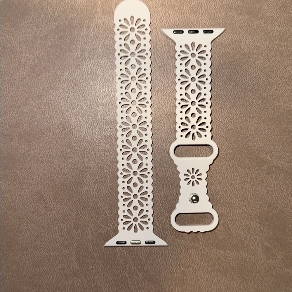 White Floral Cutout Apple Watch Band